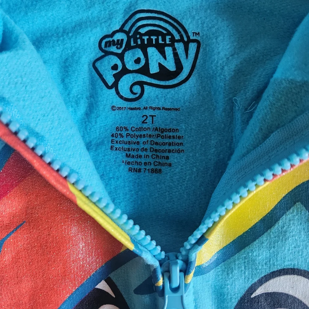 My Little Pony Girls' Little Rainbow Dash Blue Multi Colored Hoodie - Picture 4 of 10